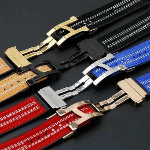 Mens leather silicone strap 25mmx19mm for HUBLOT fusion series rubber strap ladies watch with accessories