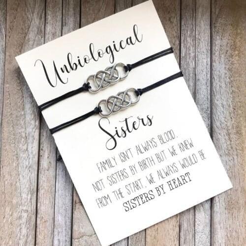 Unbiological Sister Bracelet Set Best Friend Matching Infinity Friendship Bracelet Soul Sister Friend BFF Bracelet Jewelry Gifts