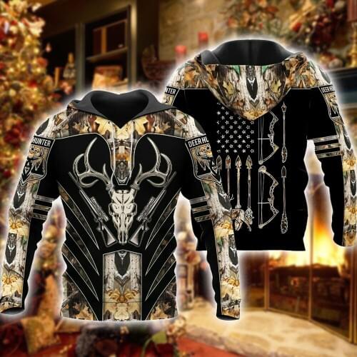 The latest casual Animated deer Deer hunter custom Hoodies