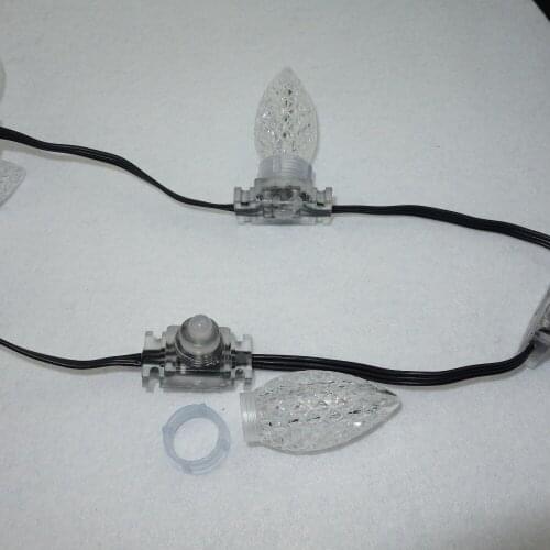 NEW! 100nodes clear faceted C9 DC12V WS2811 LED technicolor pixel;IP68;with epoxy resin filled;transparent PC and black wire