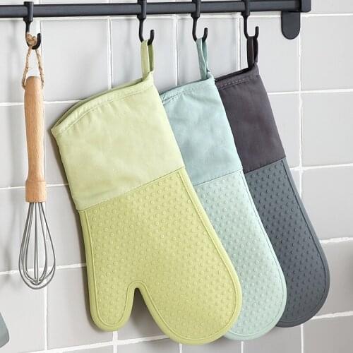 Baking Gloves Microwave Oven Oven Heat Insulation Gloves Thick Silicone Non-Slip Gloves Kitchen Accessories 1 Piece TJ4442