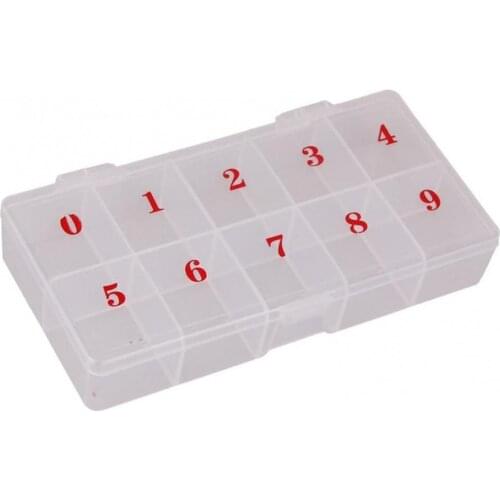 50% Hot Sale 10 Grids Numbers Plastic Fake Nail Tips Storage Case Box Container Organizer