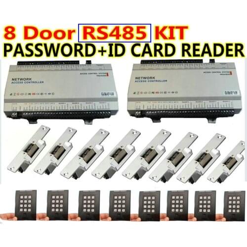 8 Door RS485 Telecommunication Industry level Access Controller System Configured by 2 pcs RS485 Four Door Controller panel kit