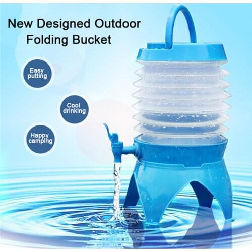 3.5L/7.5L/9.5L Folding Beverage Dispenser With Spigot Water Storage Containers Camping Collapsible Water Bucket Container Barrel