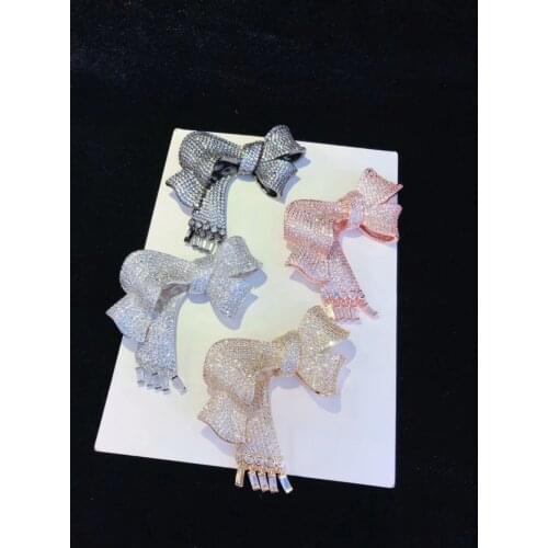 Cubic Zircon Micro pave bowknot connector 56x57mm golden plated DIY Jewelry Findings accessories