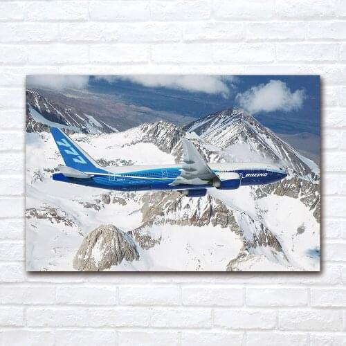 Modern Aesthetic Wall Art 1 Piece Canvas Cloth Fabric Painting Boeing 777 Passenger Plane Poster Prints Picture Room Decor