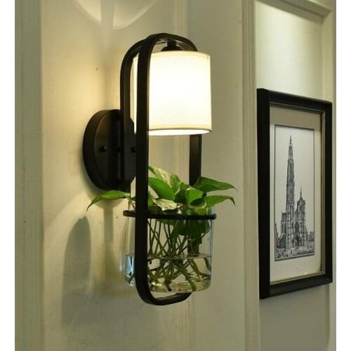 Modern Glass Wall Lamps Iron Garden Bedroom Living Dining Room Corridor Bedside Hydroponics Succulent Plants Sconce WJ010911