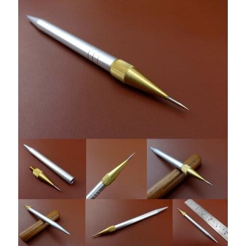 1pc Leather Craft Carving Splicing Fine Point Tip Stylus Modelling Mark Pen Awl Tool - Stamping Knife Cutter Punch Chisel Edger