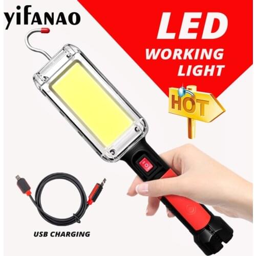 LED Work Light Powerful Portable Lantern Hook Magnet Camping Lamp COB USB Rechargeable 18650 Flashlight Torch Waterproof