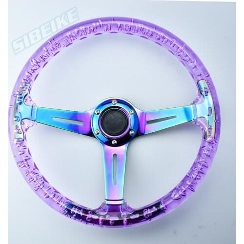 Universal Transparent Purple Steering Wheel Sport Acrylic Car For Racing