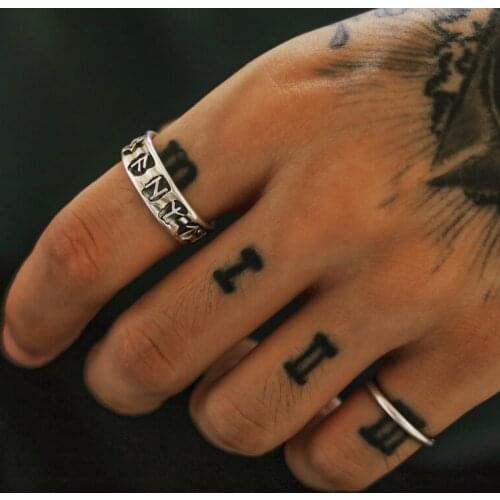 Vintage Punk Ring for Men Women Retro Nordic odin Viking Rune Rings Gothic Silver Color Adjustable Opening Ring Party Jewelry