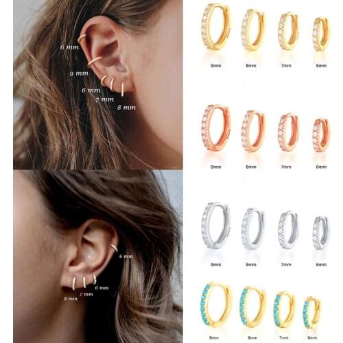 CANNER Hoops Earrings 925 Sterling Silver Zircon Turquoise Earring For Women Engagement Gift Minimalist 2021 Trend Jewelry Aros