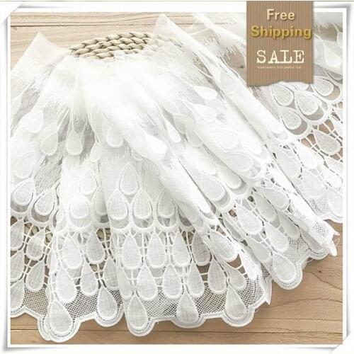 1Y-3Yard/Lot Exquisite 29CM Thick Peacock Water Soluble Embroidery Mesh Lace Trim DIY Clothes Wedding Dress Fabric Accessories