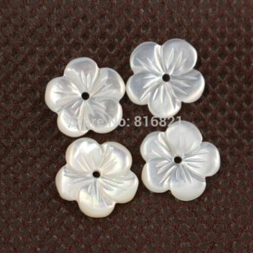 10 pieces/lot ) 10x2mm New Mother of Pearl White MOP Shell Beads Carved Flower focal Drilled Beads Charms