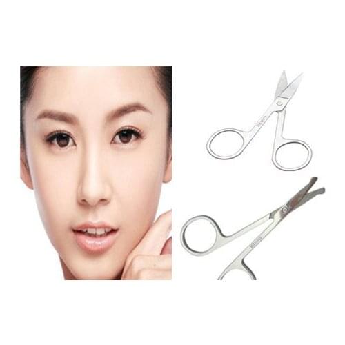 2 Stlye Mini Portable Manicure Nose Stainless Steel Makeup Scissors Eyebrow with Sharp and Round Head