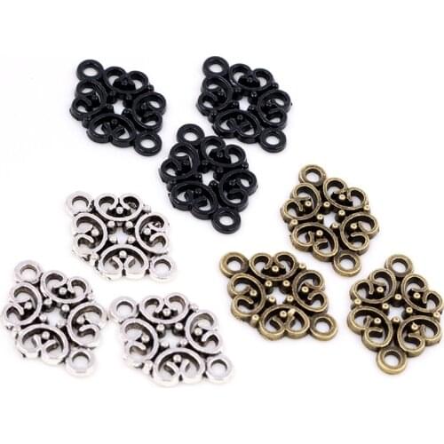 20x13mm 20pcs Antique Silver Plated/Bronze/Black Plated Flower Style Connector Handmade Charms Pendant:DIY for bracelet necklace