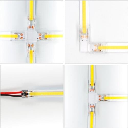 2pin Corner Connector for 8mm/10mm Width FCOB LED Strip X T L Shape Solderless Fast Connector COB Led Strips Light No Soldering