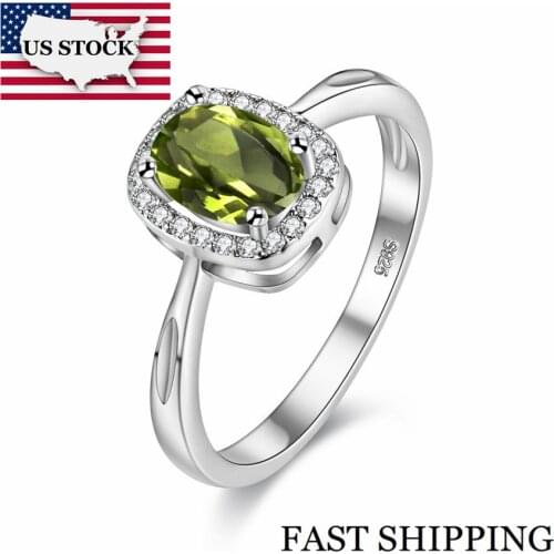 US STOCK 6 Colors Green Zircon Rings for Women Fashion Girl Engagement Ring Party Wedding Gift Bijouterie Uloveido Y3180