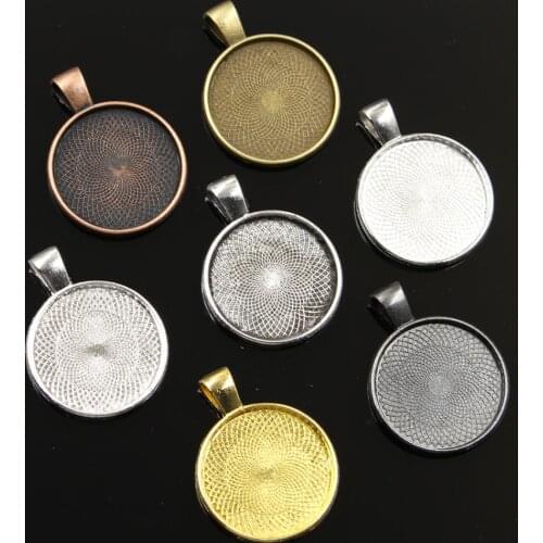 7Colors New Fashion 10pcs 25mm Inner Size Bronze Silver Color Gold Classic Simple Style Cabochon Base Setting Charms Pendant