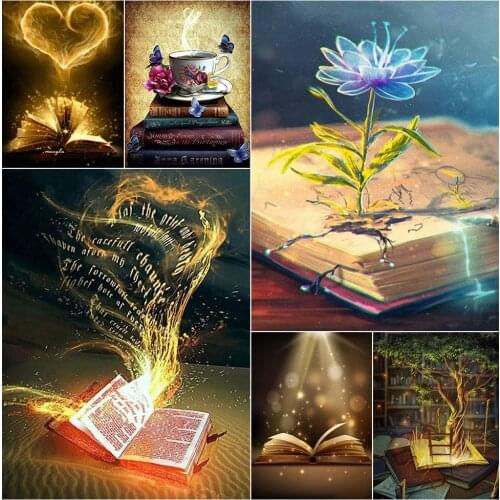 5d diy Diamond Painting Fantasy Book Scenery Full Square/round Mosaic Embroidery kit Cross stitch Flower Landscape Home Decor