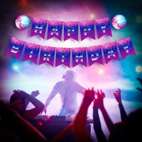 Disco Happy Birthday Banner DIY Party Decorations Wall Hanging Bunting Bar Party Favors