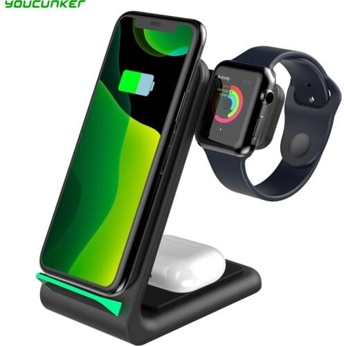 3 In 1 Qi Wireless Charger MagSafe Foldable 15W For iPhone12/12 Pro/12Mini/11 Pro iWatch Airpods Pro Wireless Charge Stand Dock