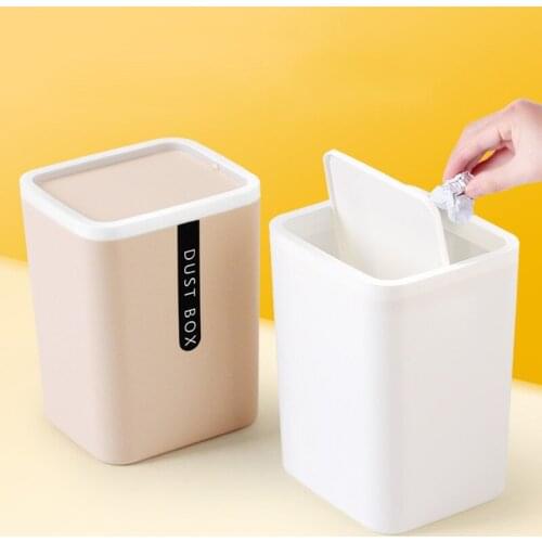 Household Office Mini Waste Bin Desktop Garbage Basket Plastic Office Supplies Paper Basket Trash Can Dustbin Sundries Barrel