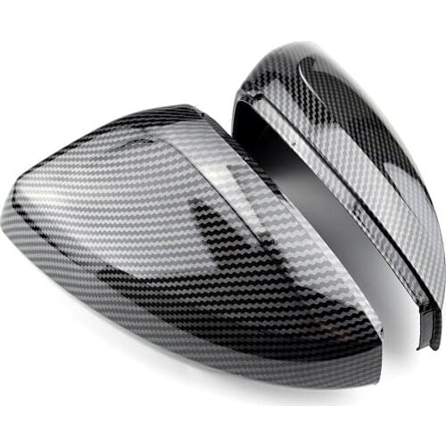 For Volkswagen Polo Mk6 2018 2019 2020 Carbon fiber pattern Exterior Car Accessories Rearview Mirror Cover 2pcs