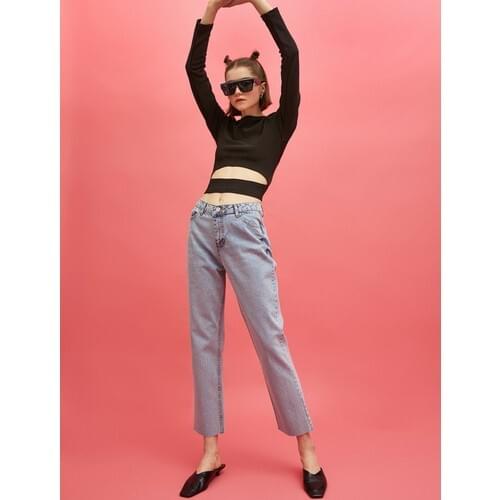 Koton Home Slim Jean-High on the Waist Normal Cut Light Flat Bell-Bottomed Pants