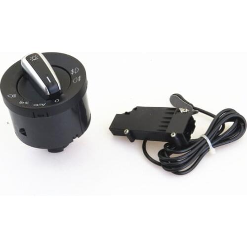 FHAWKEYEQ Chrome Adjustment Headlight Switch + Control Sensor Module For VW Caddy Tiguan Touran Jetta MK5 Golf MK5 Passat B6 3C