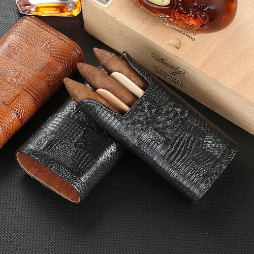 GALINER Gadgets Cedar Wood Humidor Leather Cigar Travel Case Portable 3 Tubes Holder Cigar Humidor Box For COHIBA Cigars