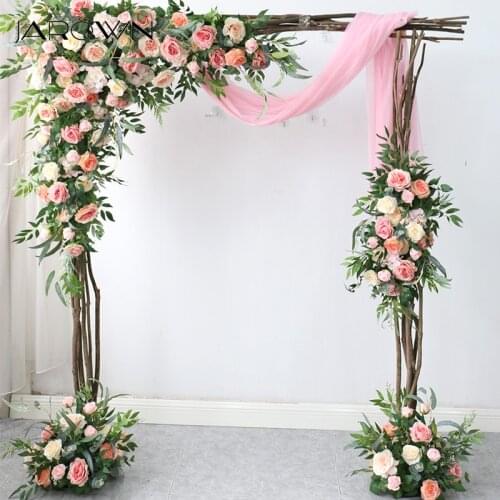 JAROWN Customize Rouge Pink Flowers Romantic Wedding Artificial Flower Row Flower Ball Decor Background Flowers Stand Arch Decor