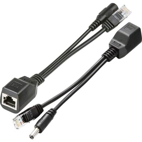 10pcs(5pair) POE Splitter POE Switch POE Cable adapter Tape Screened 5V 12V 24V 48V Power Supply Cable 5.5*2.1mm