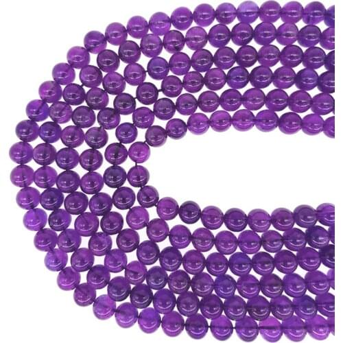 6-12MM AAA Grade Natural Amethyst Purple Quartz Gemstone Round Loose Beads for Jewelry Making 100% Natural Color