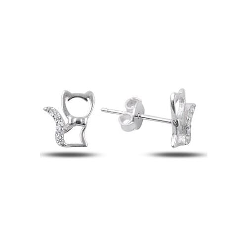 KUTAYDAN Zircon Cat Earrings 925 Sterling Silver