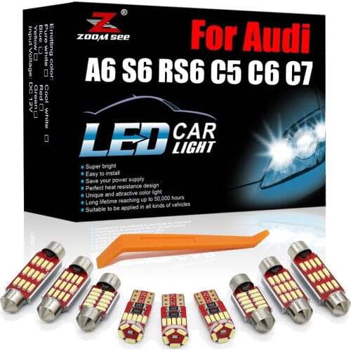 Constant Current White Canbus LED Interior Kit For Audi A6 S6 RS6 C5 C6 C7 (1994-2016) Vehicle Vanity Mirror Bulb Trunk Light