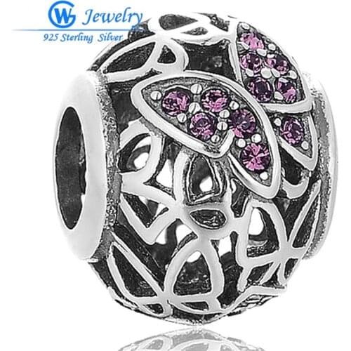 Gw Fashion Jewelry New Style Sterling Silver Austrian Crystal Charm Hollow Out Butterfly European Charms X405H20
