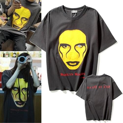 Marilyn Manson Vintage T-shirt Men Women Retro Washed Old Cracked Casual Short Sleeves T Shirt