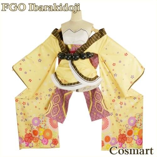 [Customize]+Wig+Tattoo Game Fate Grand Order FGO Figure Ibarakidoji Kimono Uniform Halloween Cosplay Costume Prop Horns NEW 2018