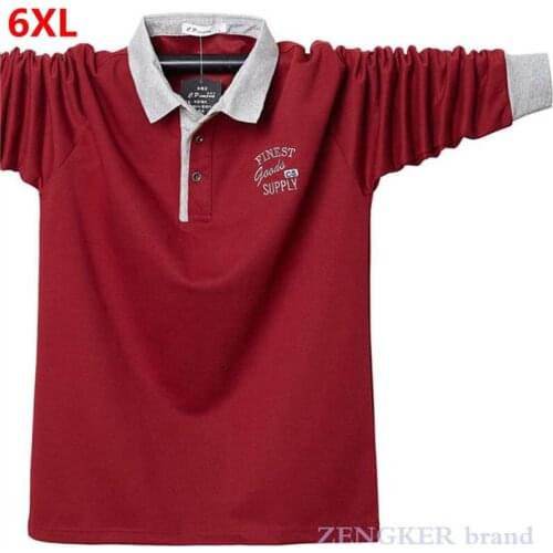 New plus size long-sleeved T-shirt men Fatty suit 6XL Extra-large size POLO lapel oversized mens T-shirt 5XL