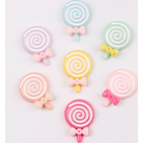 New Arrival 30pcs 21*30mm Mix Color Flatback Resin Candy Lollipop Crafts For Jewelry accessories Decoration