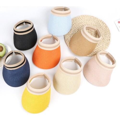 New Womens Sun Hat Handmade DIY Straw Sun Hat Parent-child Summer Hat Leisure Sun Hat Empty Top Hat Beach