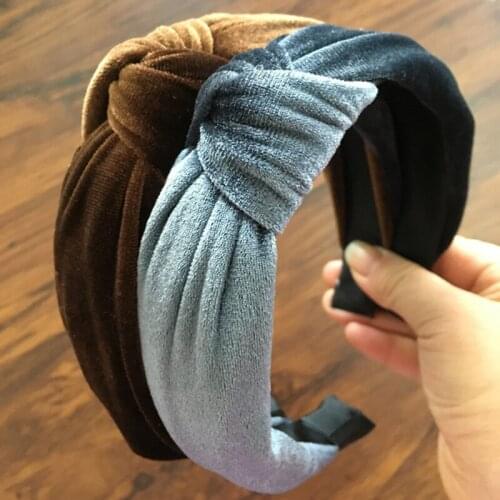 Bohemian Women Elegant Top Knot Headband Hairbands Hair Holder Turban Fashion Velvet Candy Color Hair Hoop Hair Accessories