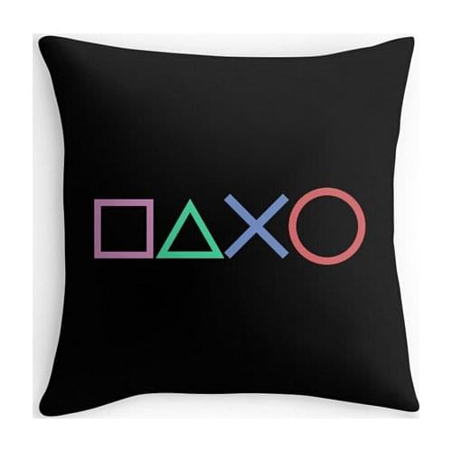 Cool Art Design Playstation Buttons Funny Vintage Style Double Printing Unique Throw Pillows Square Concealed Zipper Pillowcase