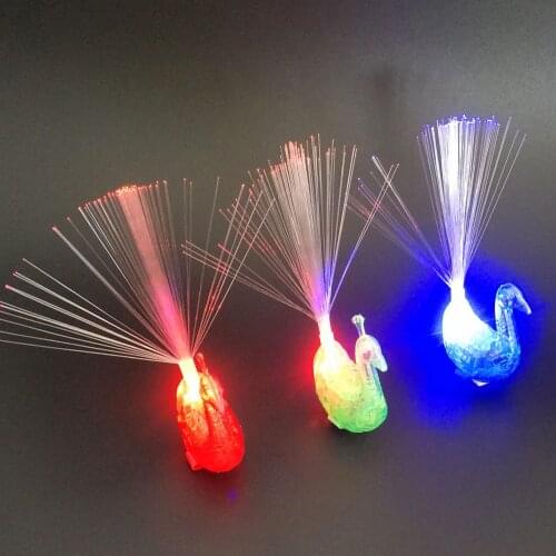 Peacock finger lamp light-changing open-screen fiber optic lamp childrens night market source light-emitting toys wholesale
