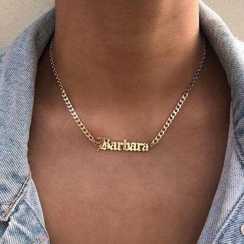 Personalized Custom Name Necklace for Men Customlized Nameplate 14K Gold Chain Stainless Steel Necklaces Men Punk Hiphop Jewelry