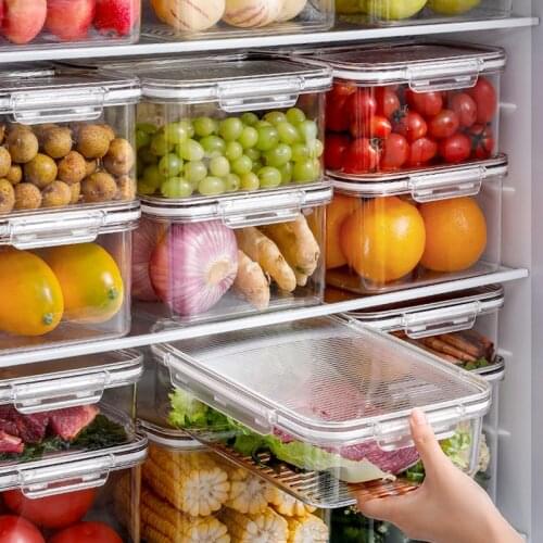 Rectangle Refrigerator Containers Kitchen Fruit And Vegetable Food Frozen Storage Box With Lid Sealed Fresh-Keeping Box