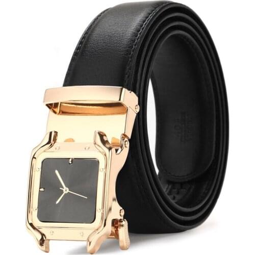 Mens leather belt automatic buckle young students middle aged business belt luxury quality designer belts men