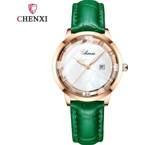 CHENXI Luxury Fashion Women Crystal Watches Rose Gold Waterproof Quartz Watch Ladies Leather Bracelet Wristwatch Montre Femme