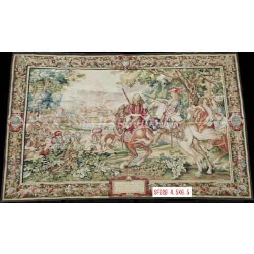 Free Shipping 4.5'x6.5' Handmade wool aubusson tapestry gobelin carpet, wall hanging tapestry wool tapestry paintings